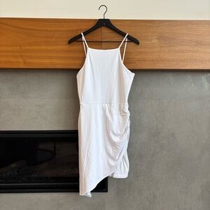 Susana Monaco Pleat Front Asymmetrical Hem Stretchy BodyCon Dress, Size L